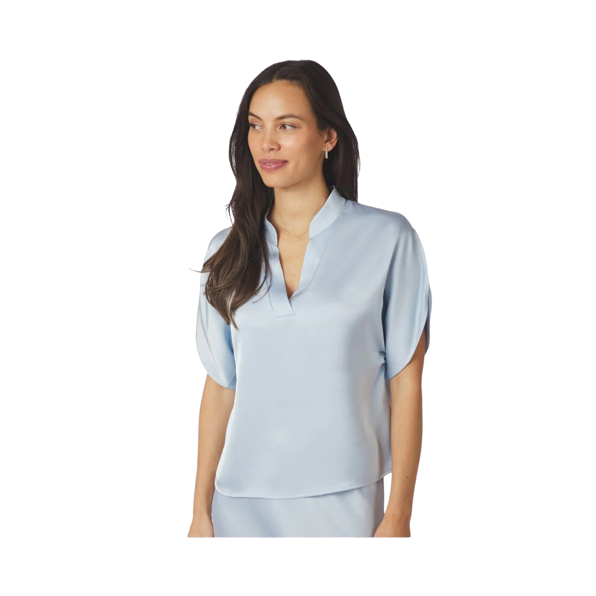 Anelle Heavy Sateen Blouse - Light Blue