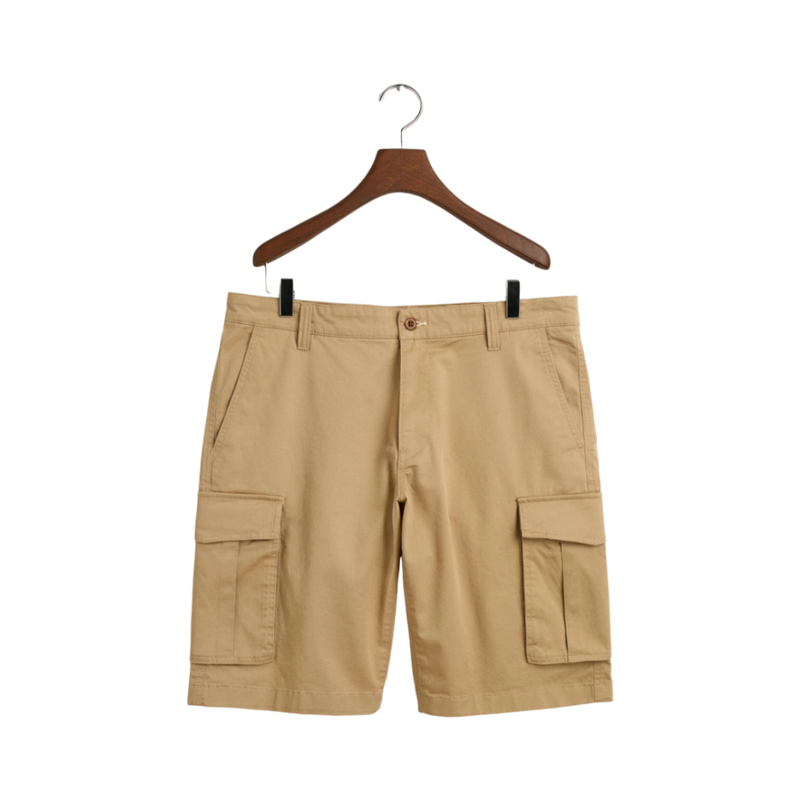 Relaxed Twill Cargo Shorts - Beige