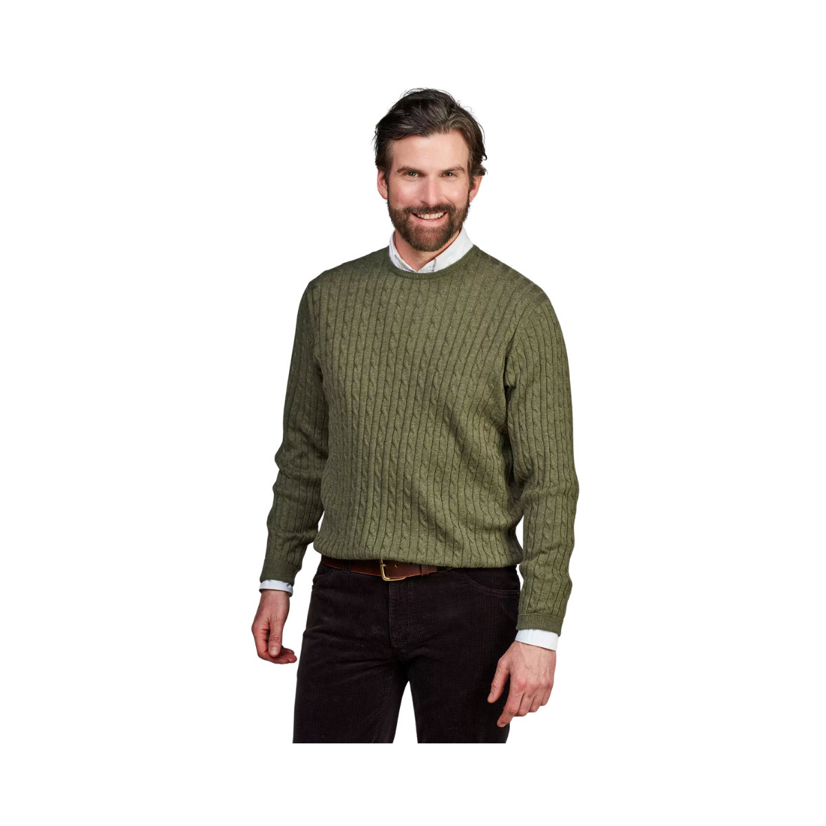 Crew Neck Cable Knit - Green