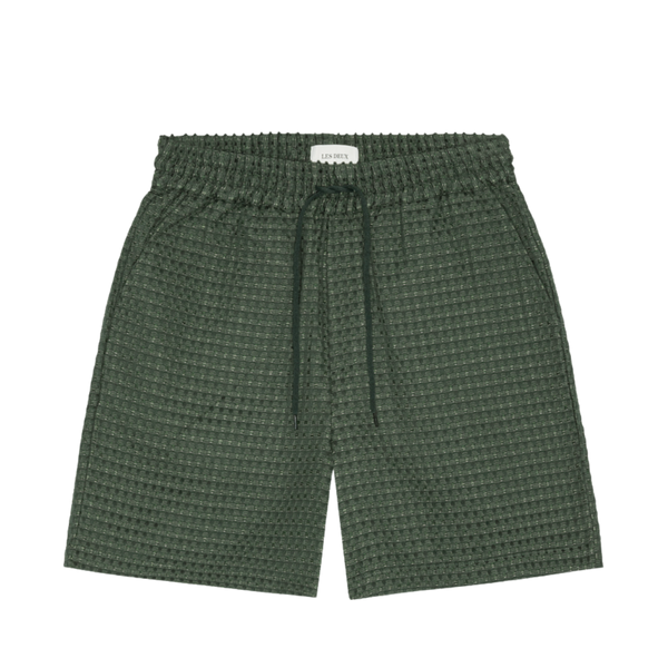 Check Seersucker Shorts - Pine Green