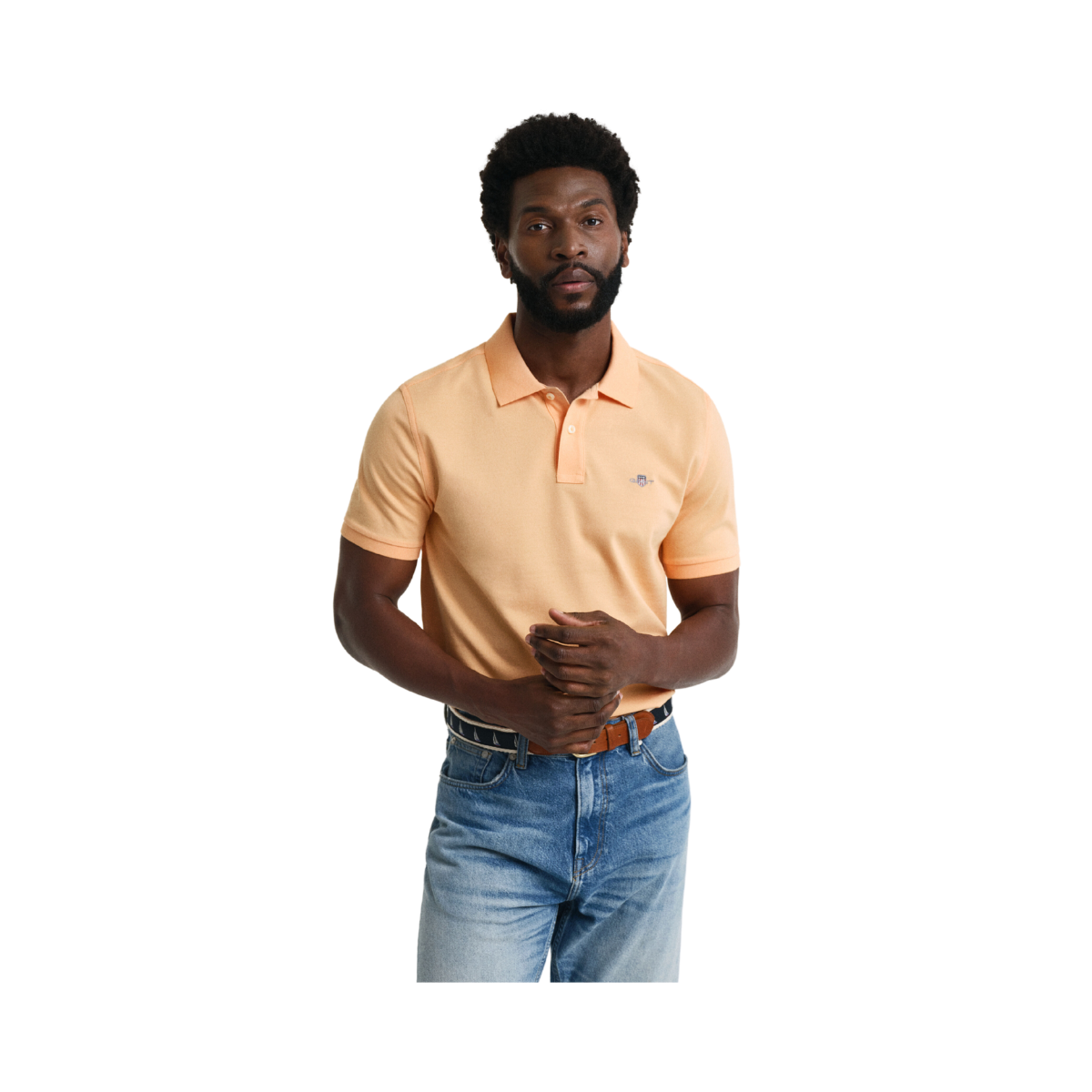 Shield SS Pique Polo - Peachy Orange