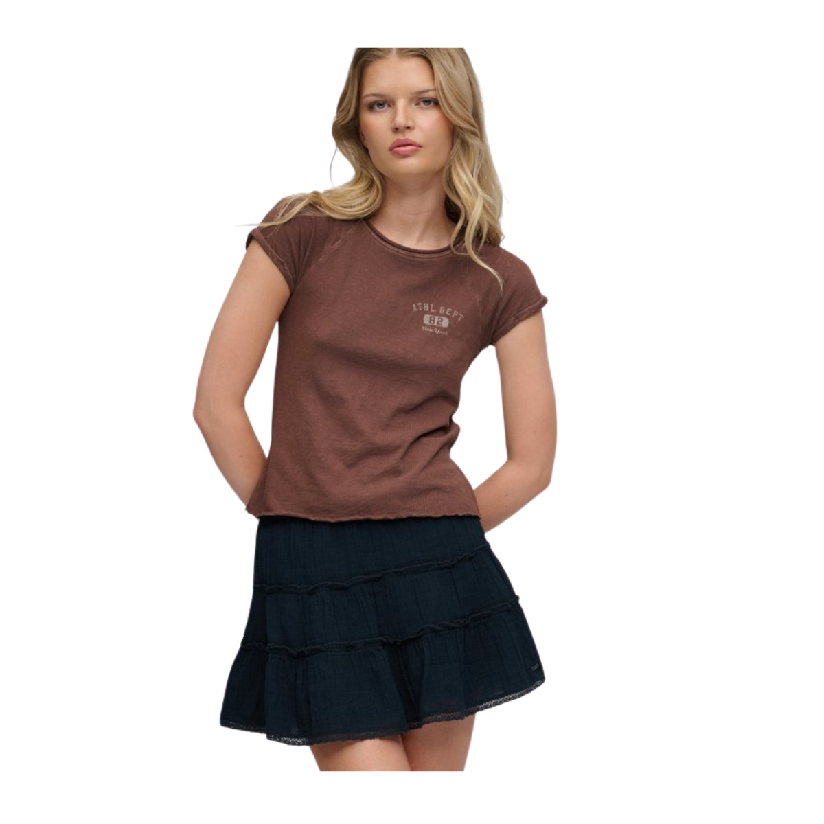 Cheesecloth Tiered Mini Skirt - 98T Eclipse Navy