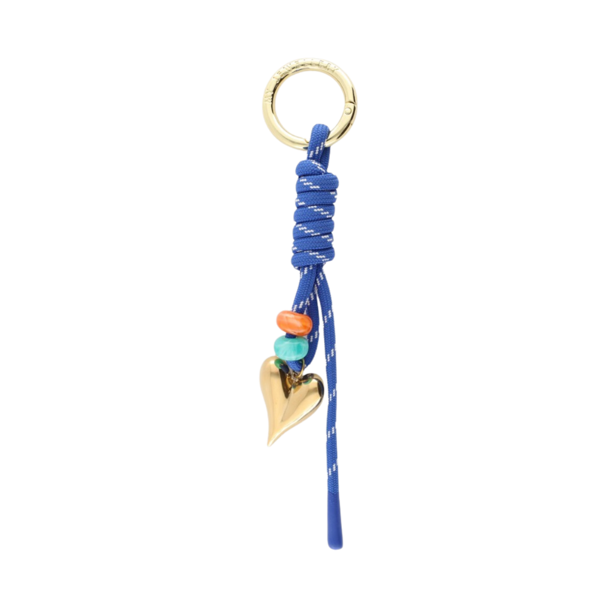 Key Chain Heart Blue Cord - Gold