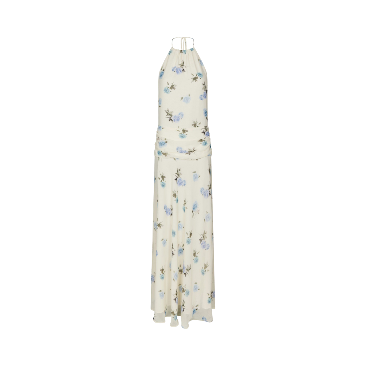 Gabina Faded Flower Dress - Light Blue Floral