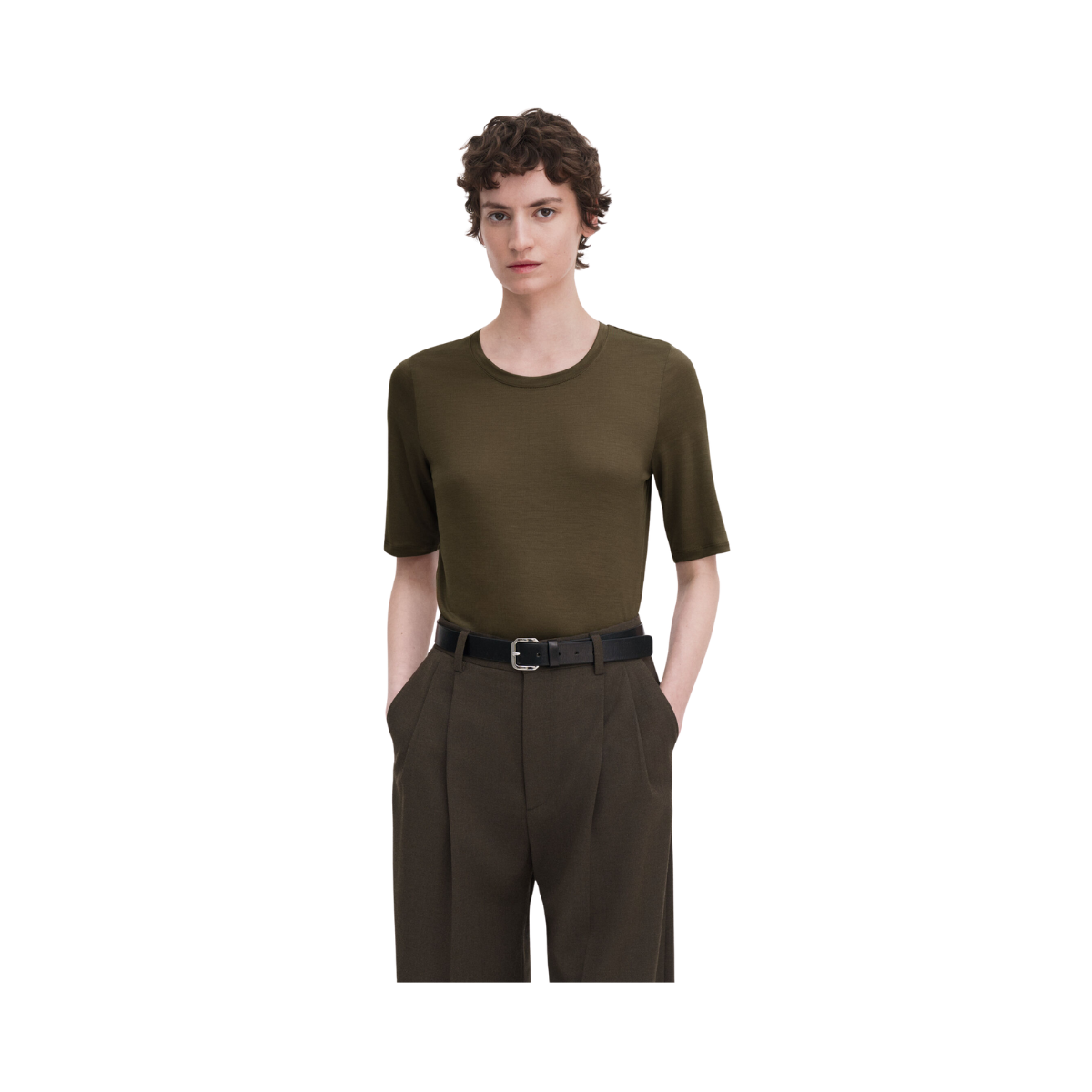 Elena Tee - Dark Khaki Green