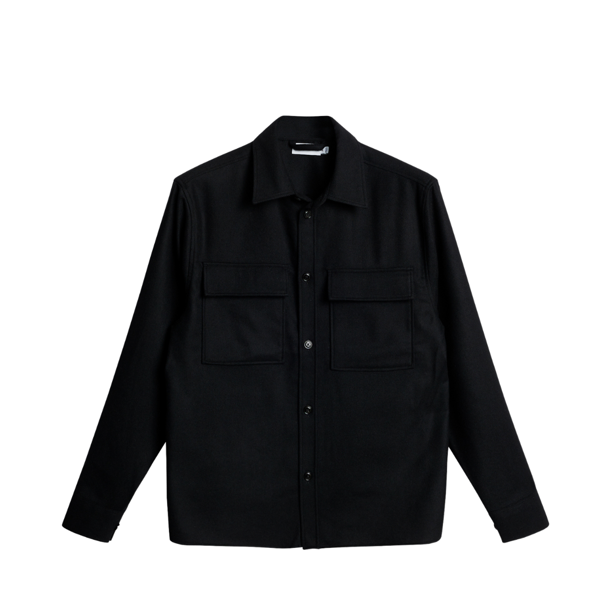 Flat Wool Overshirt - Black