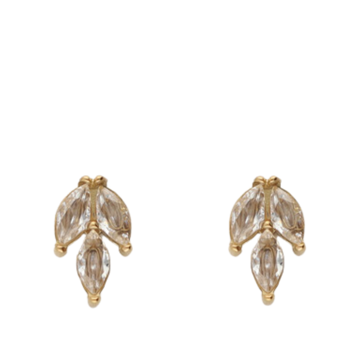 Earstud leaf strass - Gold
