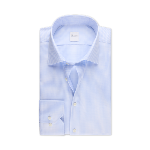 Stenströms REGULAR C77 RM CUFF - LIGHT BLUE CHECK