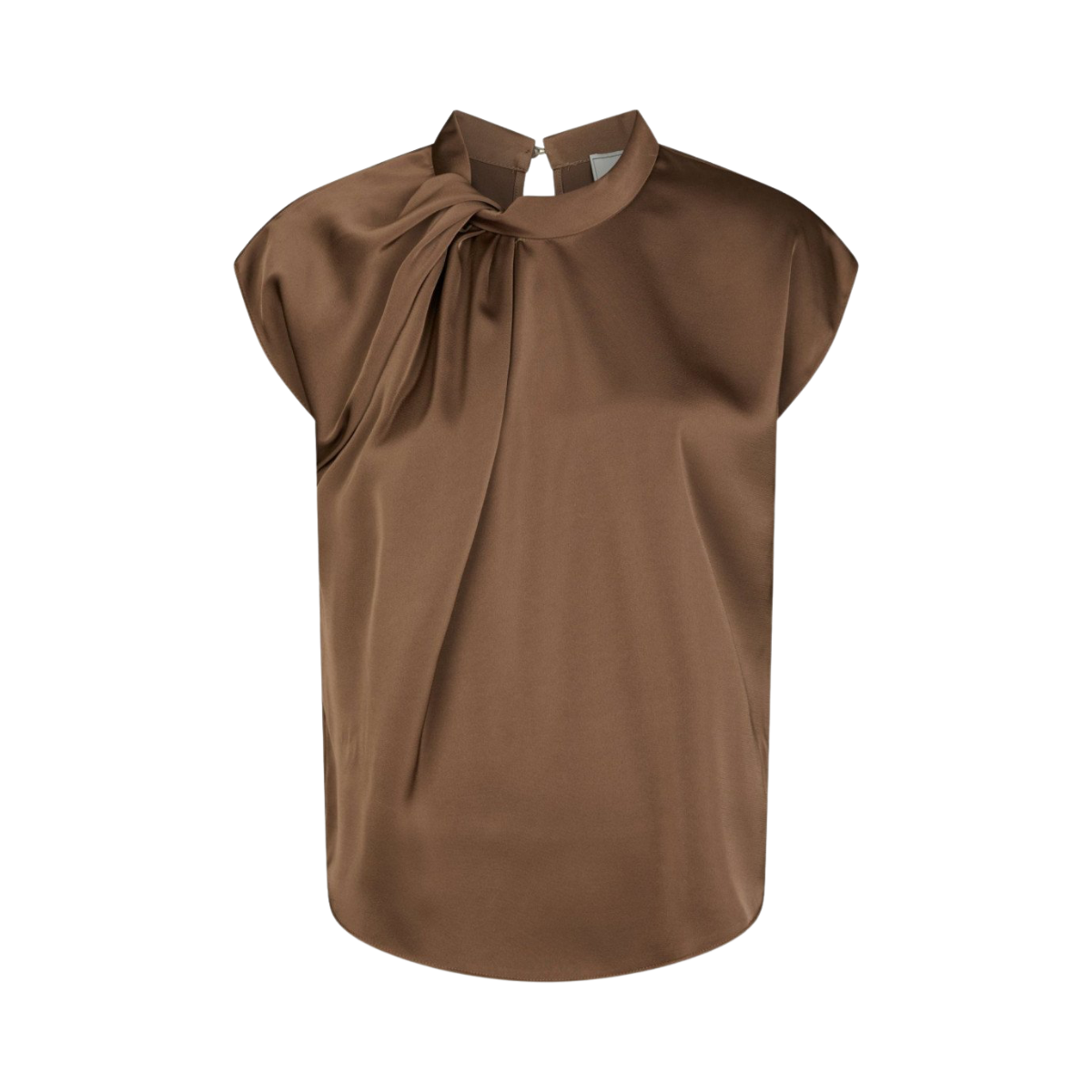 Fleur Drapy Satin Blouse - Dusty Brown