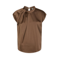 Fleur Drapy Satin Blouse - Dusty Brown