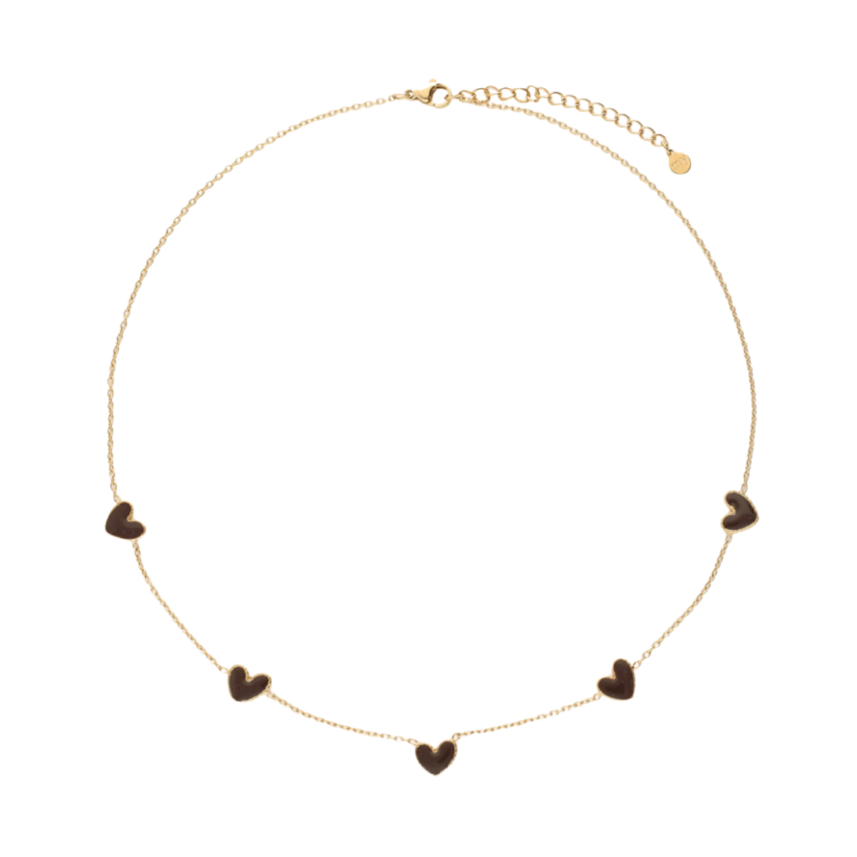 Necklace with Brown Heart - Gold