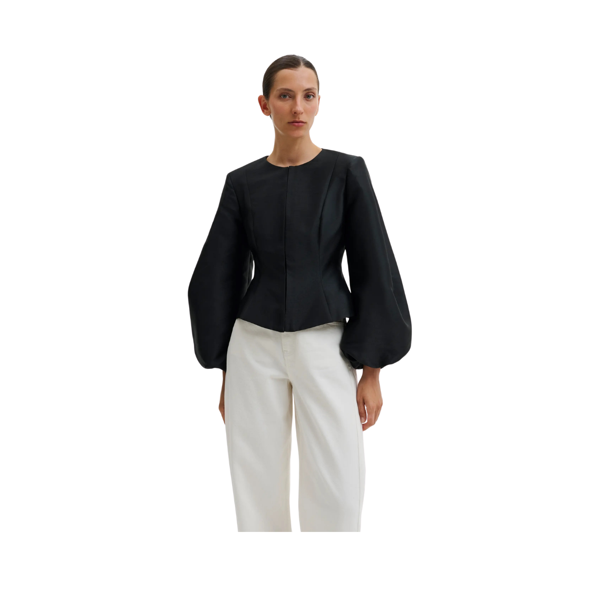 Vendela Balloon Sleeve Blouse - Black