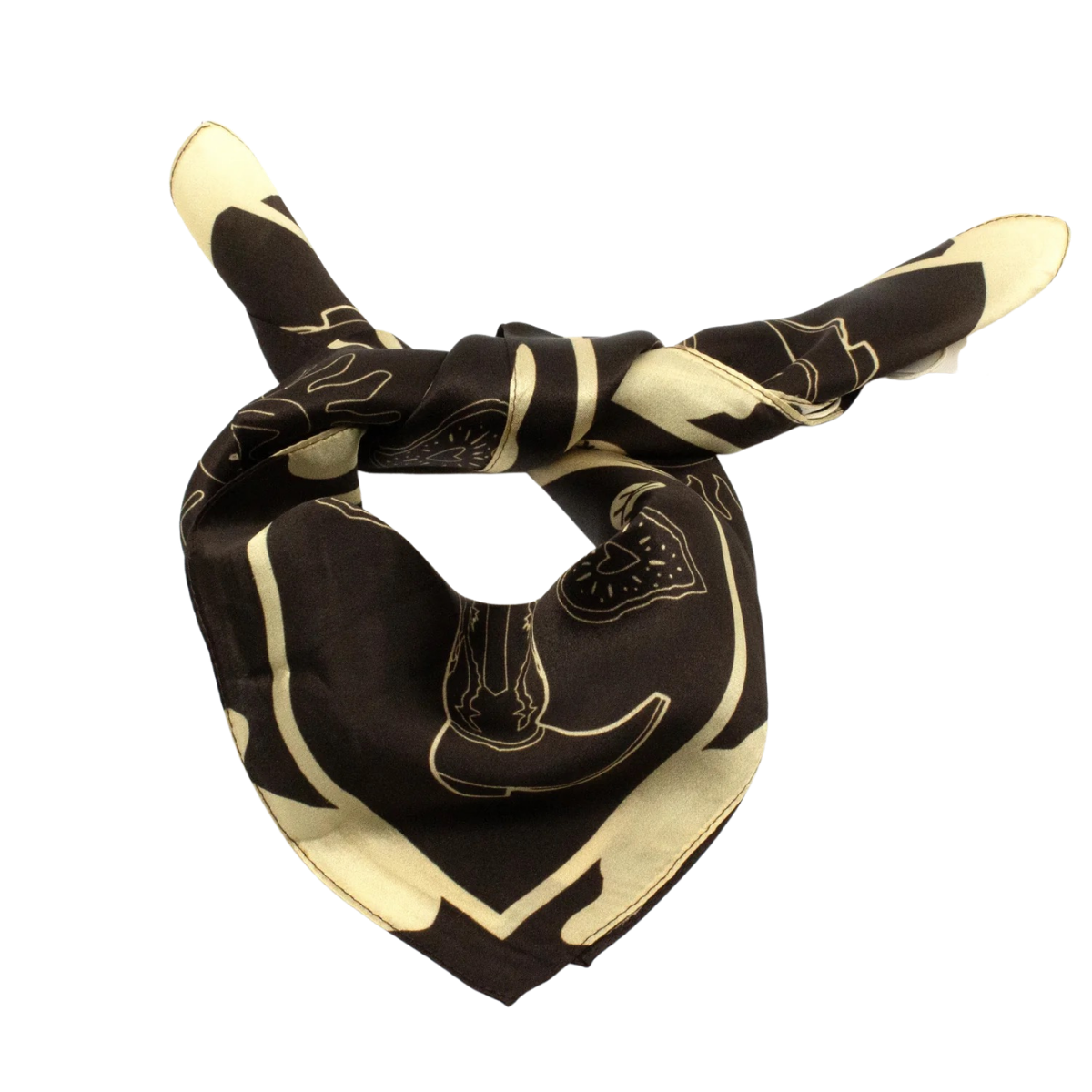 Modern Cowboy Silk Scarf - Brown