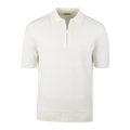 Polo Shirt Knitted Zip Texture Organic Cotton - Offwhite