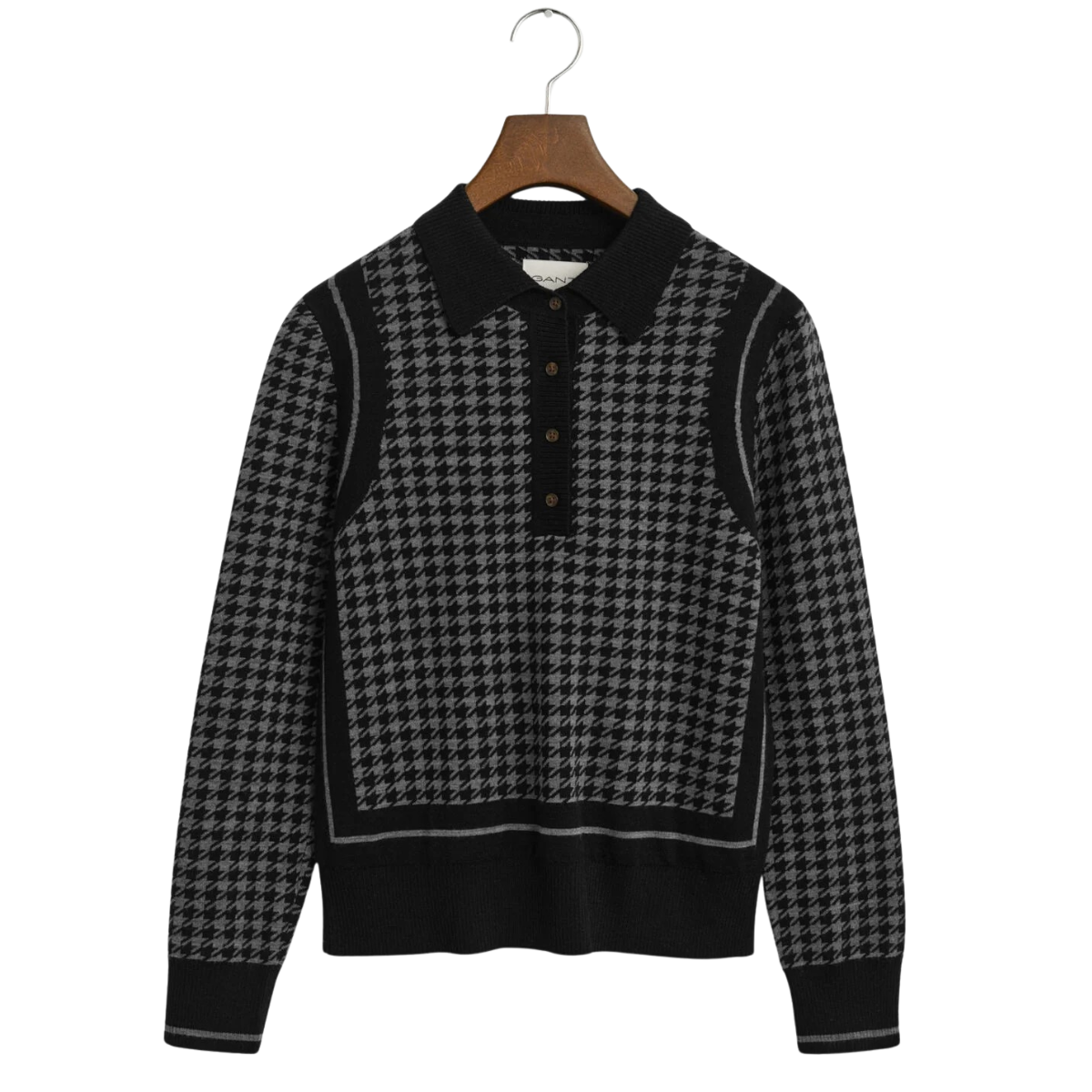 Houndstooth Jacquard Polo - 5 Black