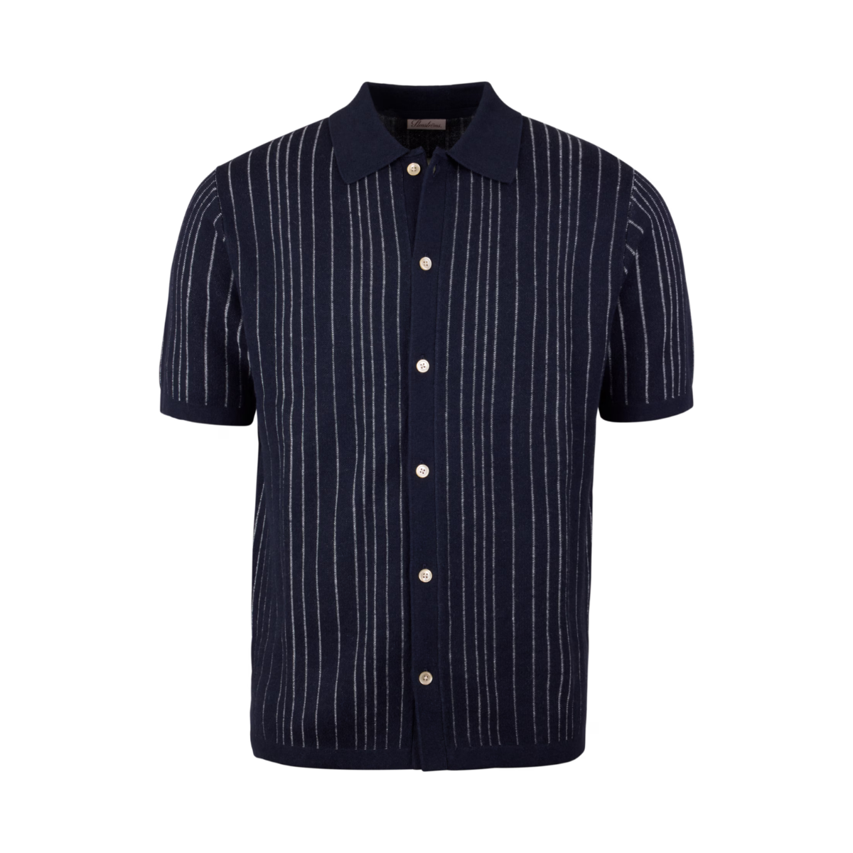 Polo Shirt Knitted Striped - Navy stripe