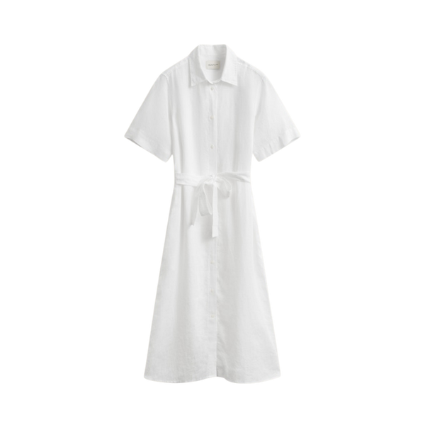 Linen SS Shirt Dress - White
