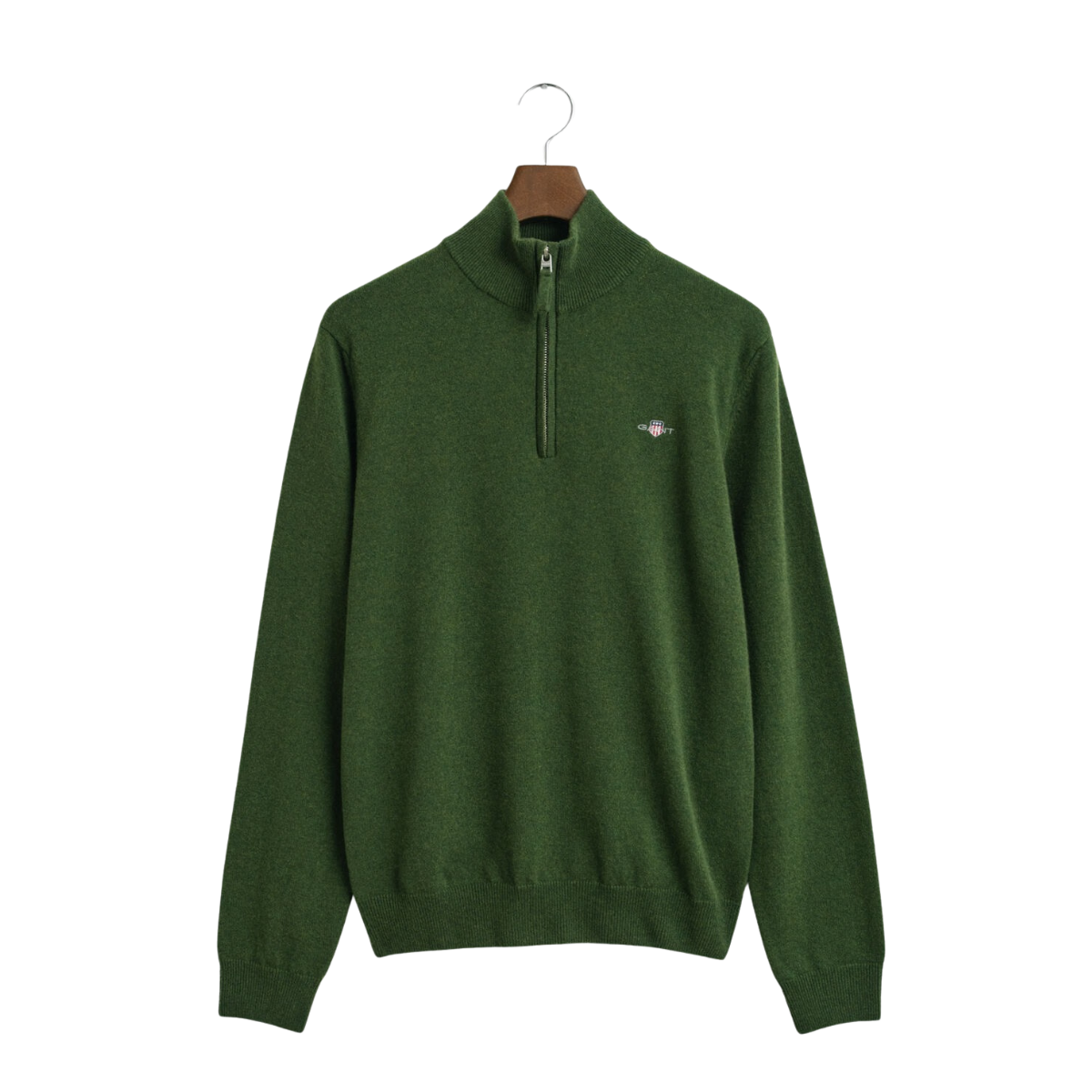 Superfine Lambswool Half Zip - Moss Green