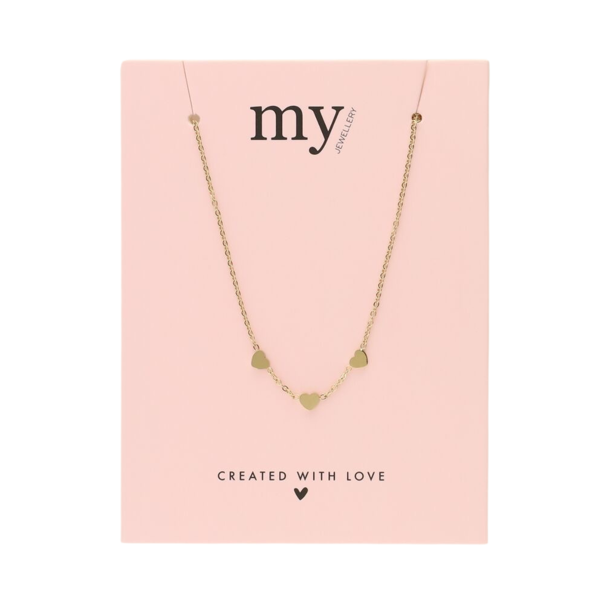 Necklace With Three Hearts - Gold