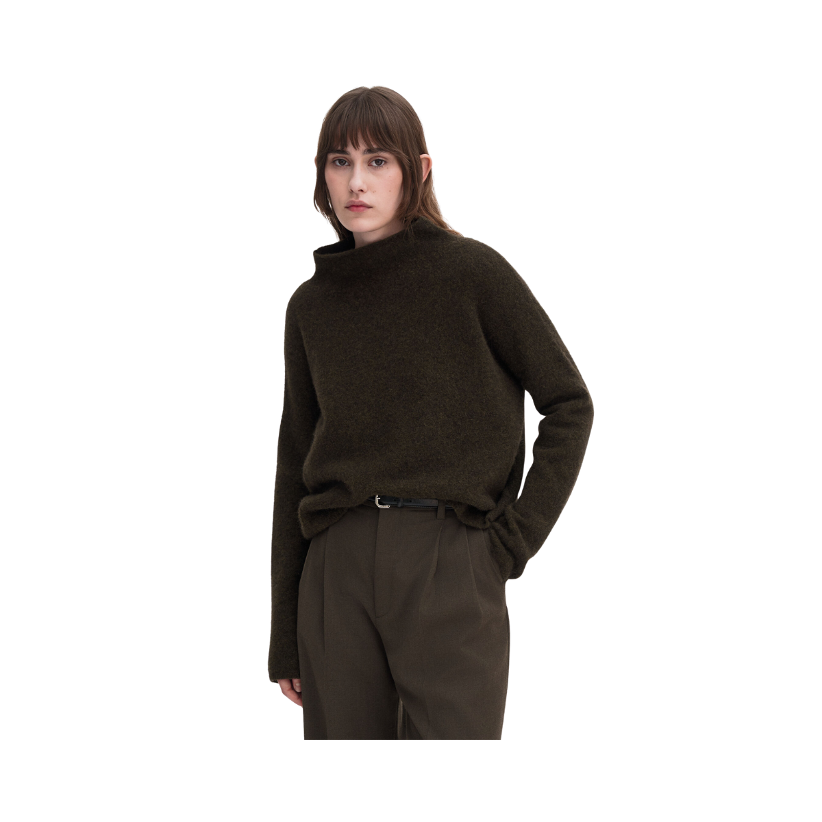 Mika Yak Funnelneck Sweater - 0276 Dark Khaki Green