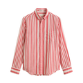 Cotton Voile Stripe Shirt - 641 Rose Red