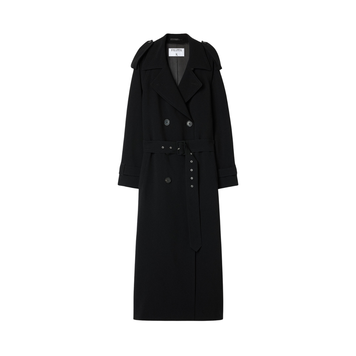 Draped Trench Coat - Black