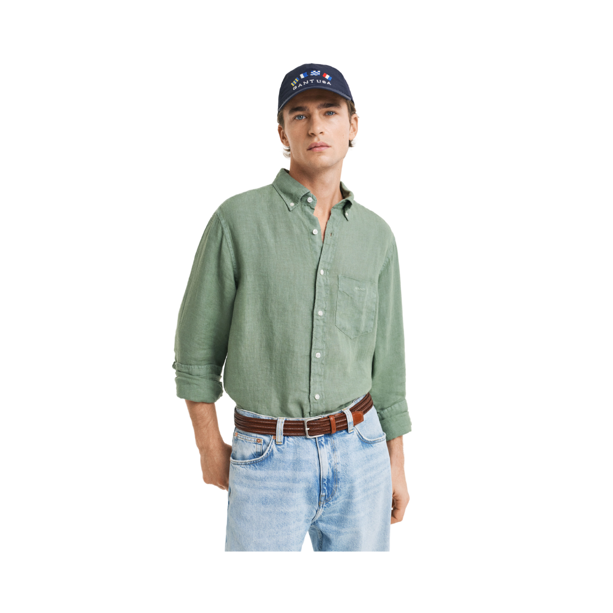 Gmnt Dyed Linen Shirt - Kalamata Green