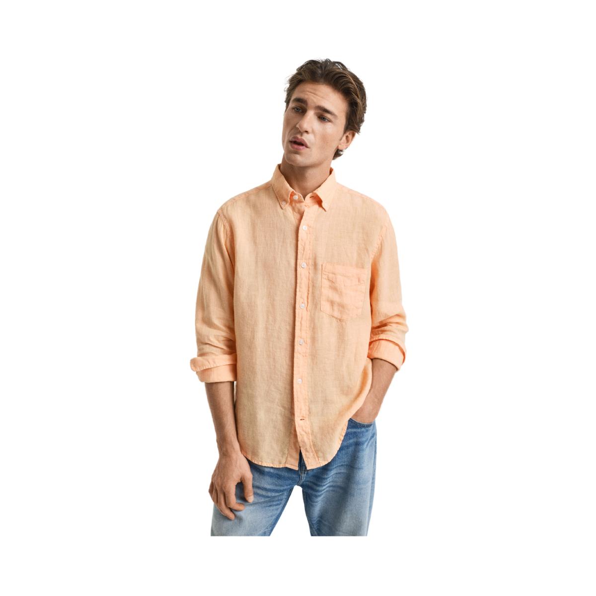Gmnt Dyed Linen Shirt - Peachy Orange