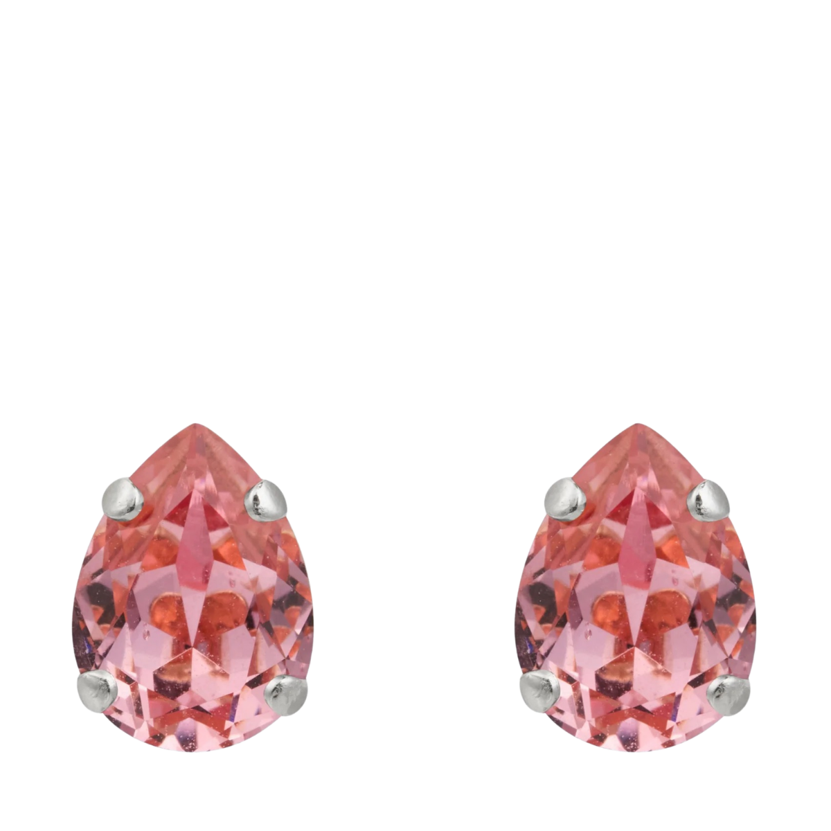Amelia Stud Earrings Rhodium - Light Rose