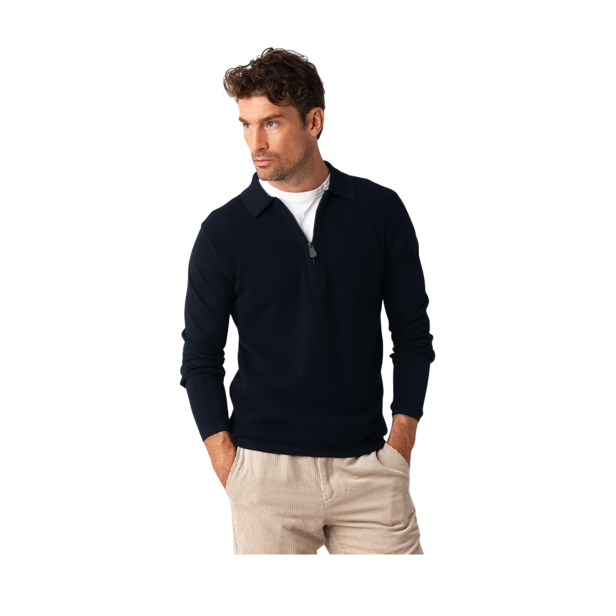 Cotton Half Zip - Navy