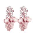 Leaf Big Stone Earrings - Light Pink