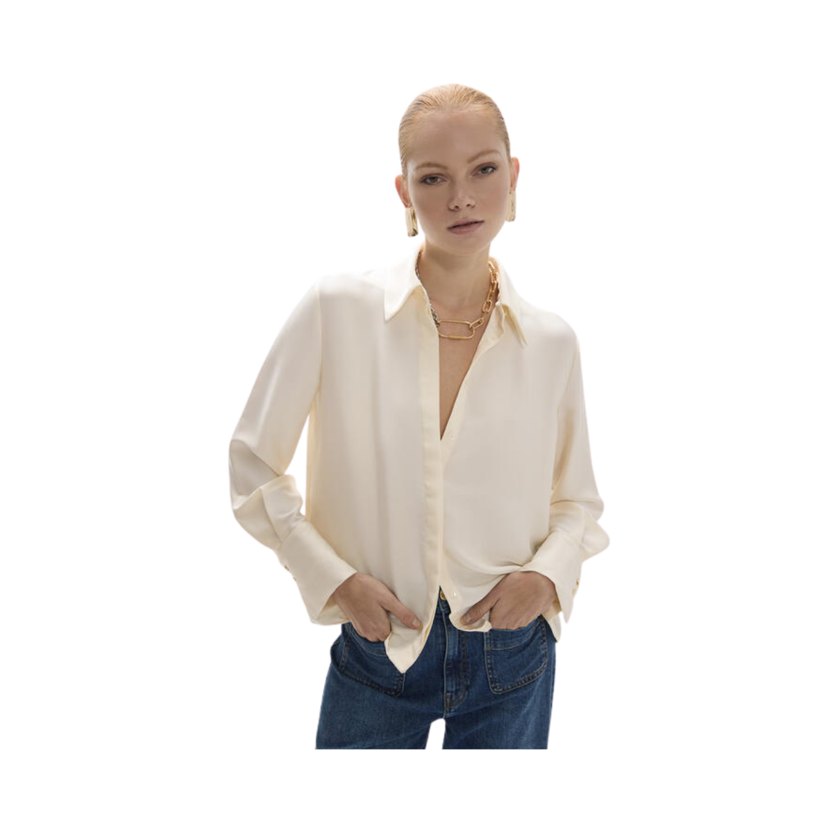 Regular Collar Shirt - 001 Ecru