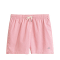 Striped Seersucker Swim Shorts - Rose Red
