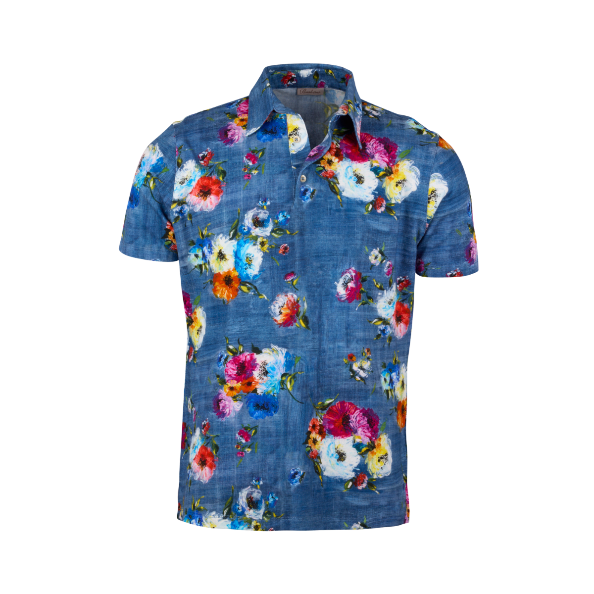 Polo Shirt Printed Pique - Dark blue pattern