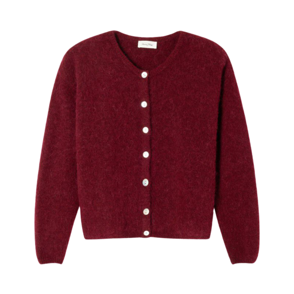 Gilet Court Ml Col Rond Boutonne - Cerisier Chine