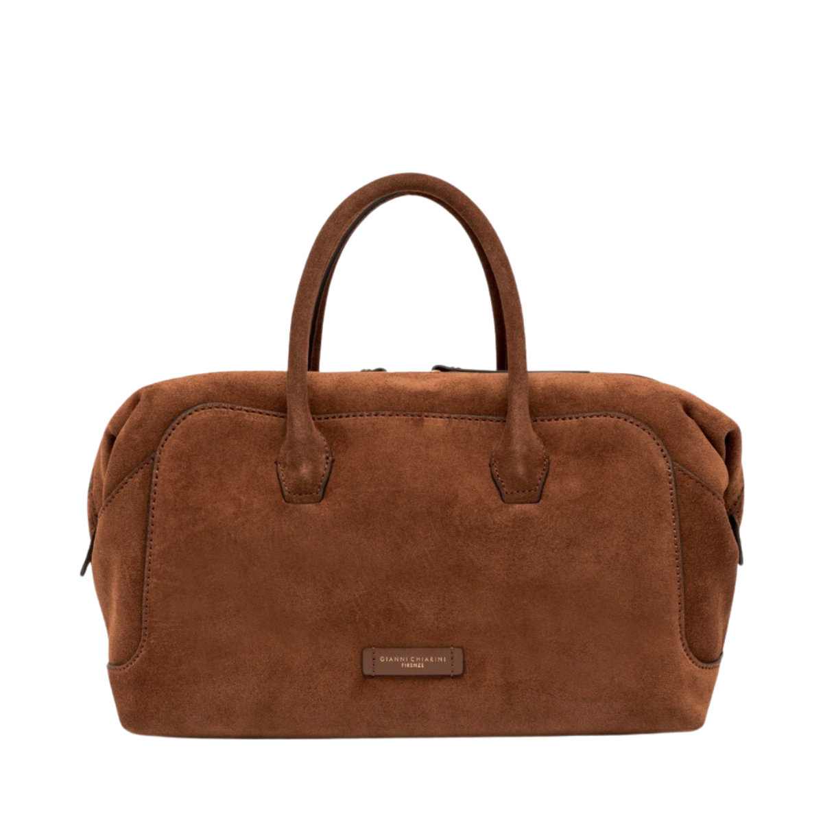 Gemma Suede Satchel Bag - Cognac