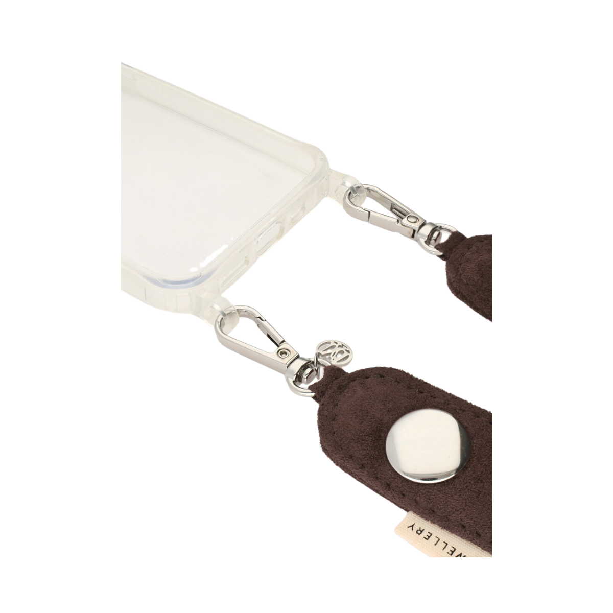 Phone cord suede studs brown - 100 BROWN