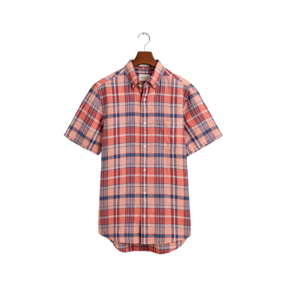 Linen Madras SS Shirt - Pink