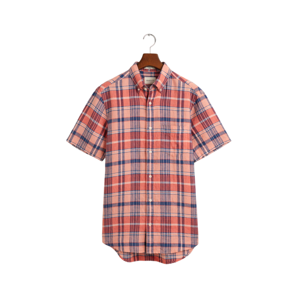 Linen Madras SS Shirt - Pink