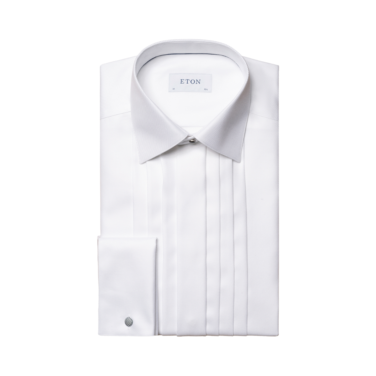 Slim Fit 3 Fold Plissé Shirt Moderate Cut Away Collar - White