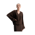 Nina V-Neck Blouse - Dark Brown