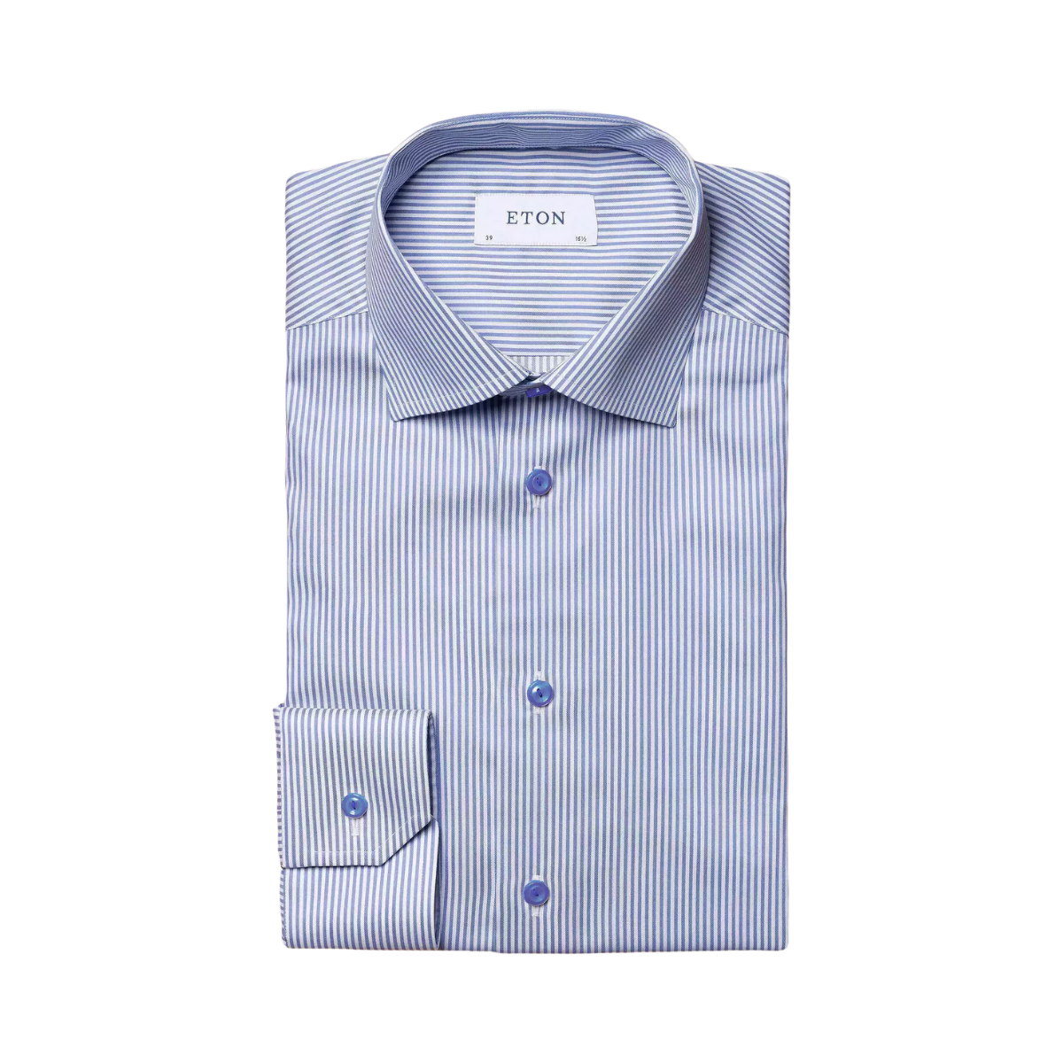 Cut Away Slim Bengal Striped Fine Twill Shirt - Blue