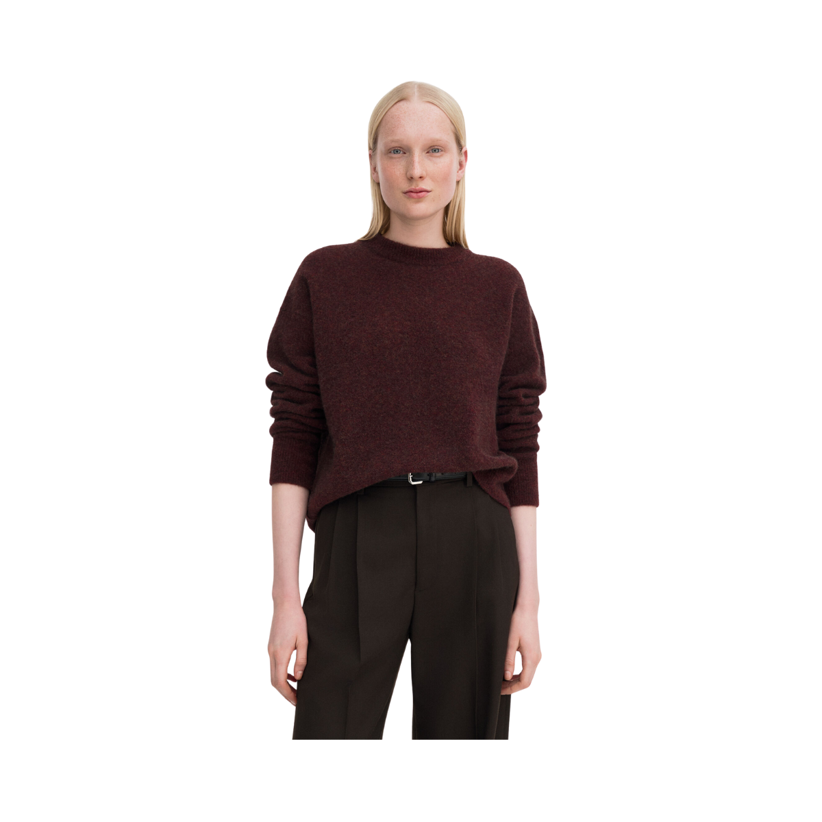 Wool Yak Crewneck Sweater - Burgundy