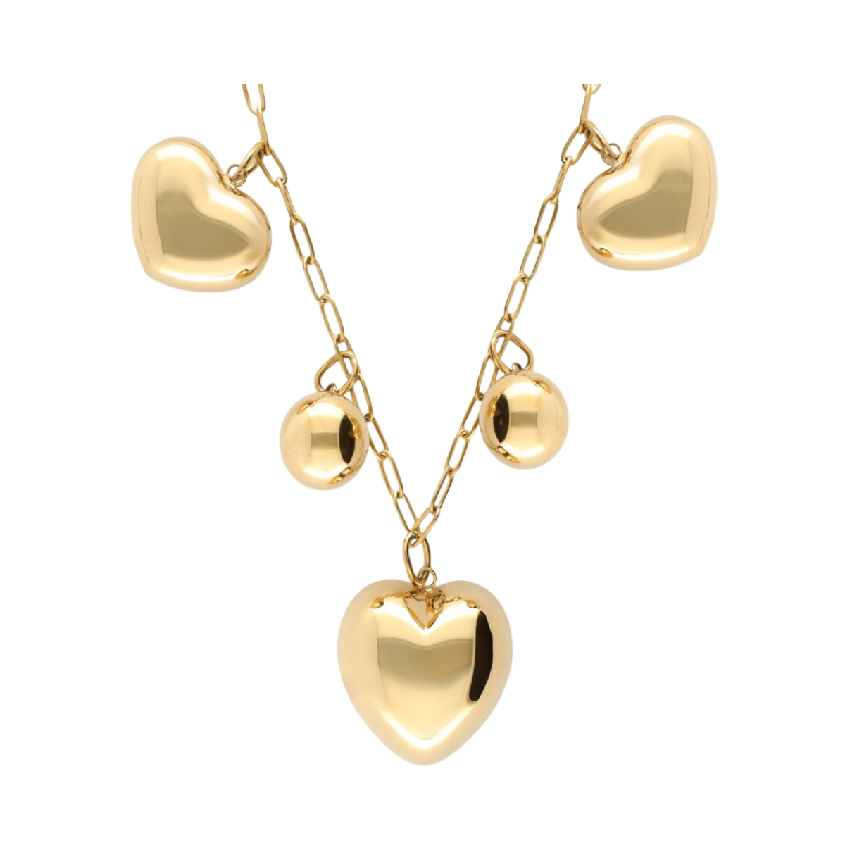 Necklace big hearts & dots - 1200 Gold