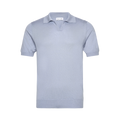 Man Fine Knit Open Collar T-shirt - Light Blue