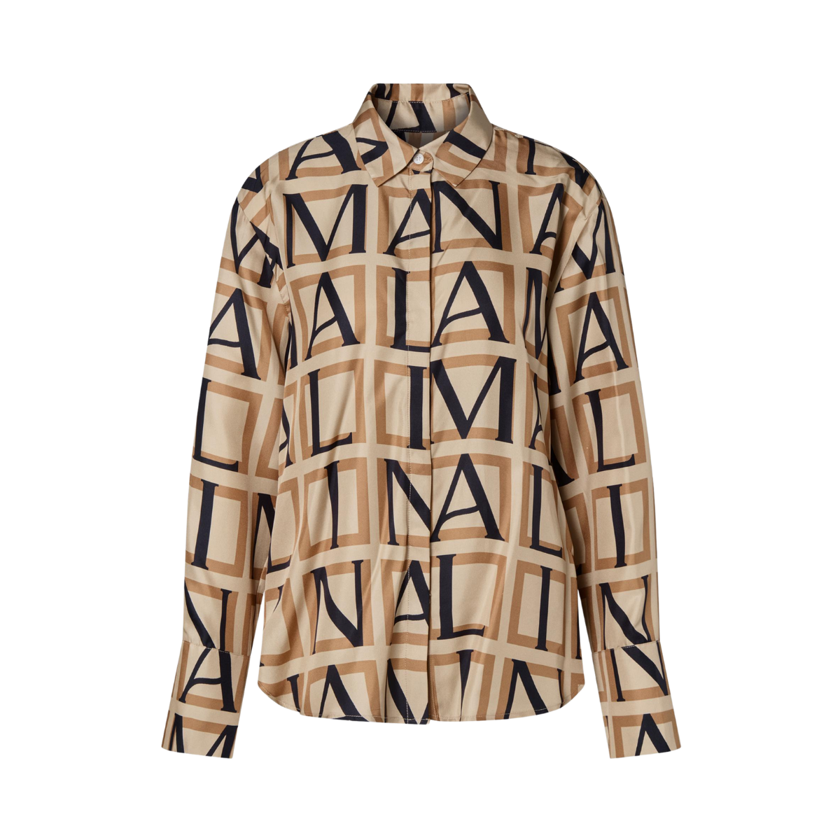Felicity Silk Shirt - Monogram Camel