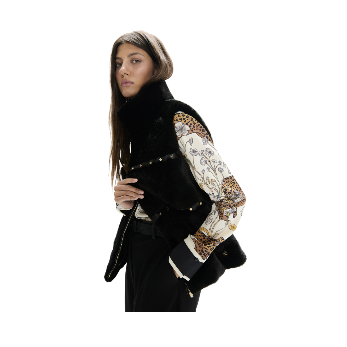 Metallic Detailed Vest - Black
