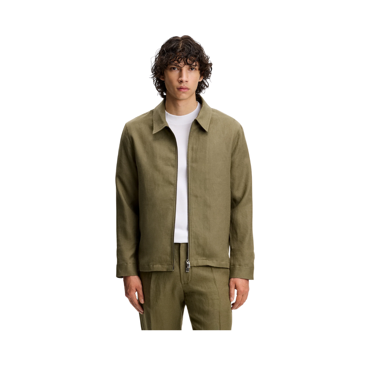 Julius Drape Linen Overshirt - Kalamata