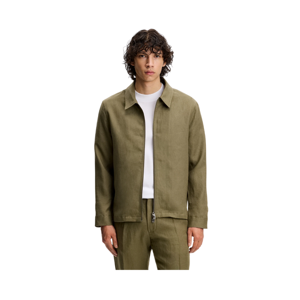 Julius Drape Linen Overshirt - Kalamata