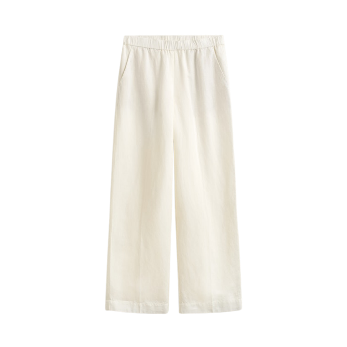 Linen Blend Pull On Pants - Eggshell